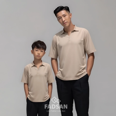 FADSAN - Kemeja Formal Casual Lengan Pendek Ayah dan Anak Warna Bittersweet Mocca - Palta Series