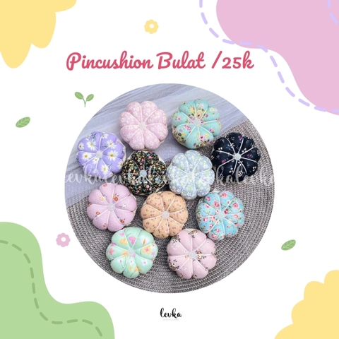 Leika Hijab -PINCUSHION ROUND CANTIK / BANTALAN JARUM / BOX PENITI / WADAH JARUM / WADAH BROSS WAD