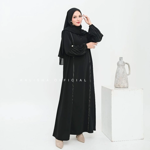 Kalisha official - Abaya Hitam Gamis Abaya Lengan Balon Abaya Turkey Gamis Muslimah Almeera Abaya Polos Gamis Syari