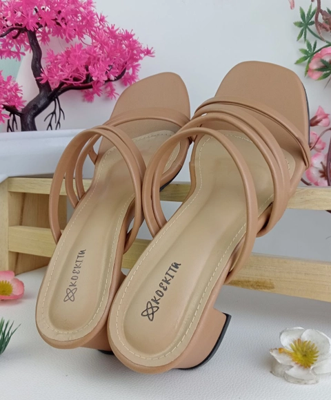 Koekita - Sandal Selop Hels Wanita 5 cm Keyla-01 Moca
