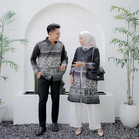 Batik Alfin - Baju atasan Couple kemejan dan Tunik motif Gayatri terbaru nyaman di pakai boleh di pisah