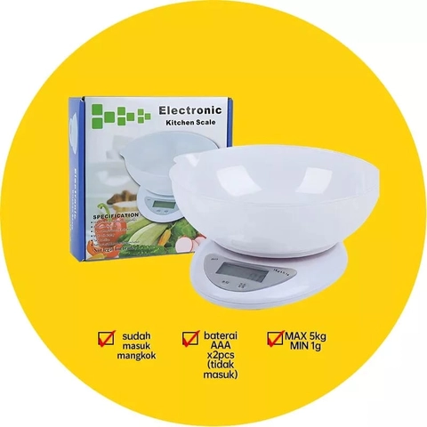 Galeripuko - TIMBANGAN BUAH MANGKOK DAPUR DIGITAL 5 KG ELECTRONIC KITCHEN SCALE