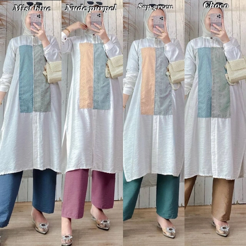 Khisna collection - One set tunik catun bordir wanita dewasa terbaru
