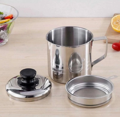 Alcante - Oil Pot Stainless steel 900ml / Wadah Saringan Minyak Stainless Steel Serbaguna Antikarat