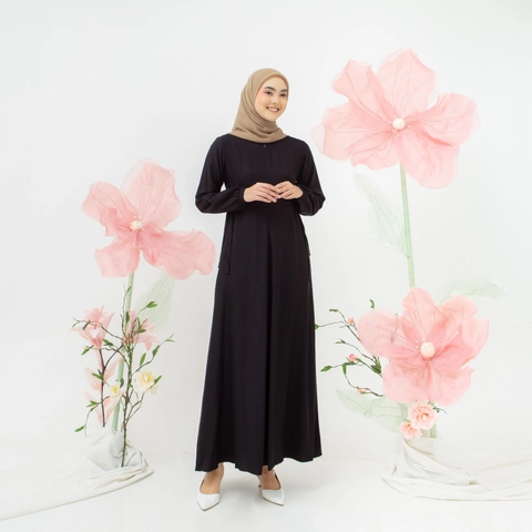 Lusianasae - Lusianasae - Edelweiss dress warna Hitam bahan Rayon twill premium