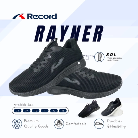 Record - RECORD RAYNER I Sepatu Sneaker I Sepatu Sport I Sepatu Sekolah Pria - Size L (38-43)