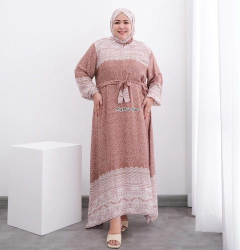 My Plus Size - Gamis Rayon Ethnic Wanita Jumbo+Free Pashmina 3786/Ld 130 & 142 cm