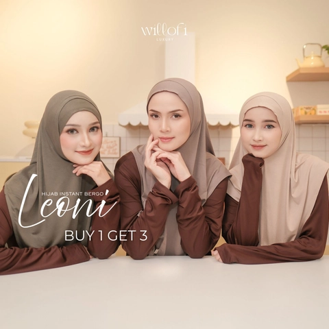 Sakura Baru -X WIllofi - Paket Hemat Hijab Instan Leoni 3 PCS 93K Kerudung Bergo Muslim Wanita Rayon