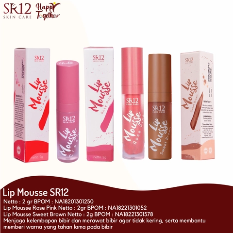Lip Mousse SR12 / Tahan Lama / Tidak Bikin Bibir Kering / Formula Ringan / Matte