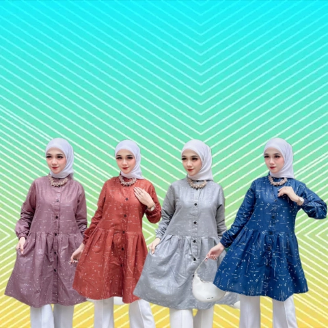 Khisna collection - New blues tunik Nurbaya model baru simpel dan jahitan rapih