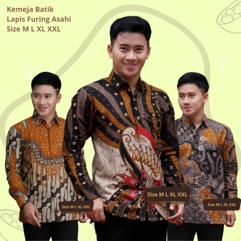Rambe Batik Indonesia - Batik Kemeja Berlapis Furing KBF07 Kemeja Batik Lengan Panjang Bahan Katun ORI Berlapis Furing Asahi