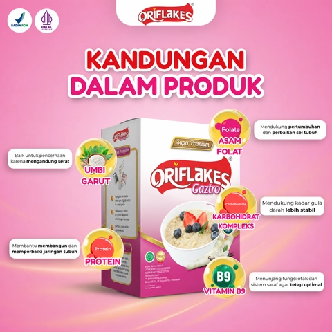 Oriflakes - Gaztro Sereal Umbi Garut Sachet 150gr Paket 1 Box Aneka Rasa BPOMHalal Asam Lambung Gerd