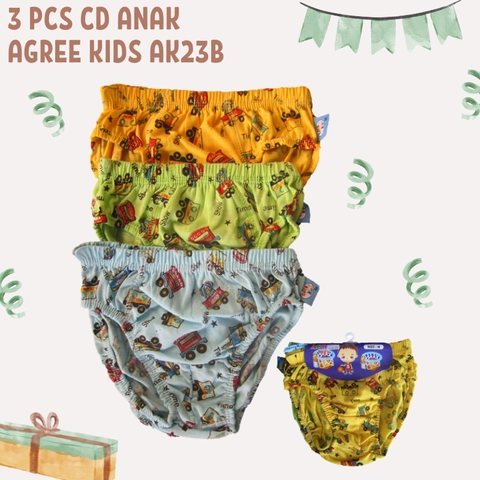 Agree Kids AK23B 3 Pcs CD Sempak Anak Cowok Celana Dalam Anak Laki-laki Bahan Katun Adem