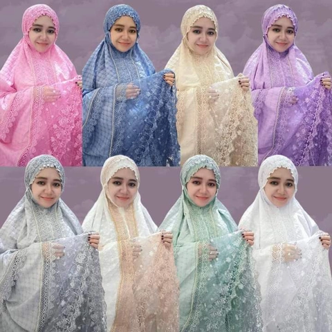 SRIAYU COLLECTION - Mukena Katun Bentol Renda Tile Hias Swarosky Cantik