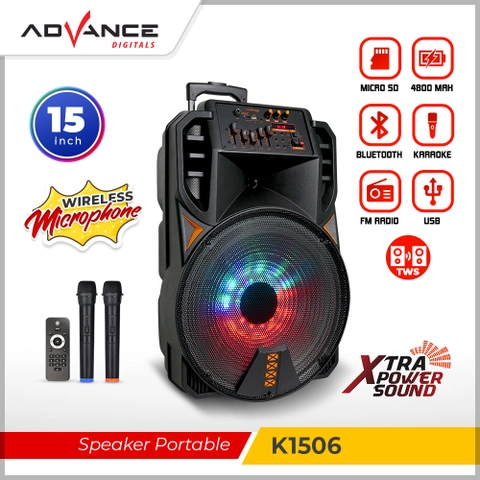 Advance Digitals Indonesia - Speaker Meeting Bluetooth K1506 Salon Aktif 15 inch Gratis Mic Wireless