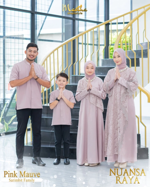 Maetha - Maetha - Sarimbit Keluarga Lebaran Gamis Koko Couple Nuansa Raya Series Pink Mauve