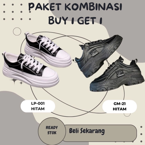 LUXIA - Paket Kombinasi Buy 1 Get 1 Sepatu Kets Sneakers Wanita Series Nhtevia GM-21 & LP-001