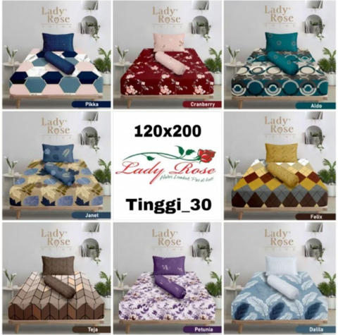 Dylan 19 [TA] - Dylan 19 - Sprei Lady Rose Prime Single 120x200 Tinggi 30cm