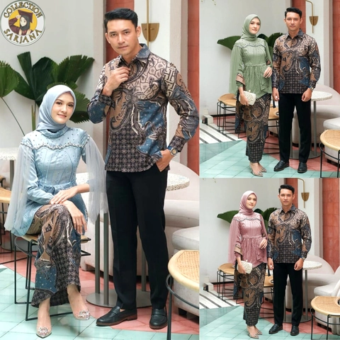 COLLECTION SARJANA - Kebaya Wisuda Kekinian - Baju Couple Kebaya Aluna Batik Brokat Tille Mutiar Mix