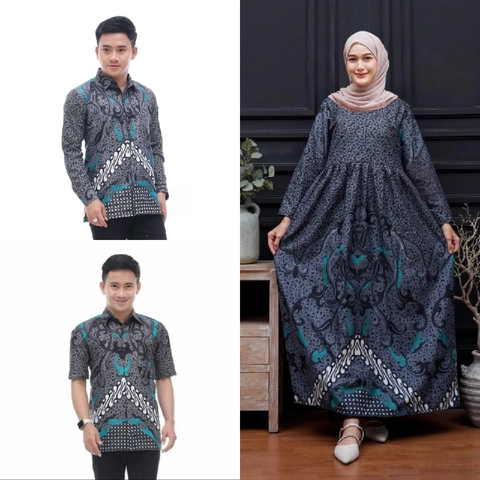 Kois Batik - Batik coupel gamis kemeja dan hem standar jumbo motif dimensi abu