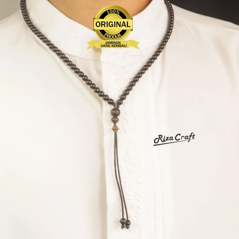 Riza Craft - Kalung Tasbih Kayu Kokka Kaukah Kokkah Hitam Kecil 99 Butir ASLI Turki Arab Mesir Pria Wanita