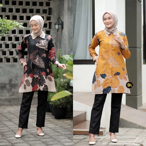 Batik Alfin - Baju tunik atasan wanita motif bunga mawar model kekinian terbaru