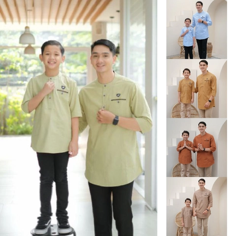 Juragan Kurta - Baju Koko Muslim Coupel Anak Dan Ayah Keren Simpel Lengan 3per4