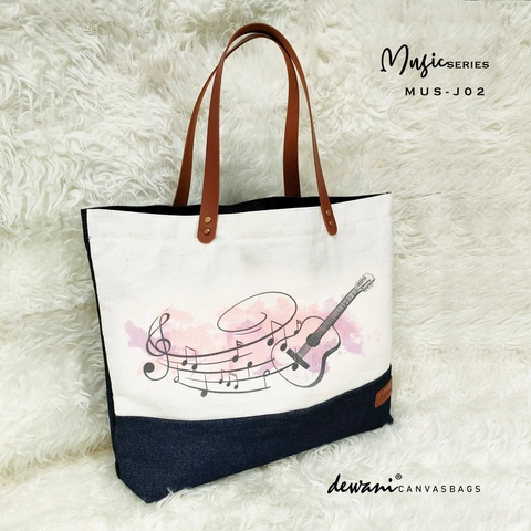 Dewani - Dewani Totebag Canvas Jeans MSK-J02 Tas Wanita Musik series