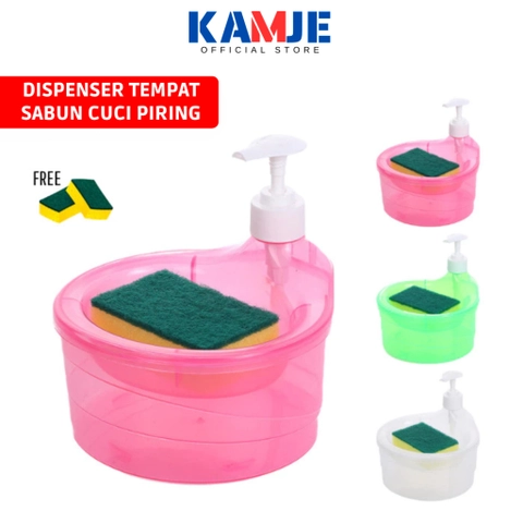 KAMJE Dispenser Wadah Tempat Sabun Cuci Piring 1000ml Free Spons KMJ015
