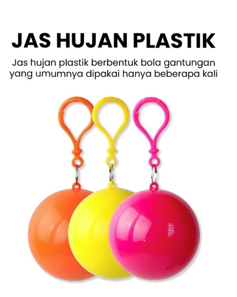 Alcante - Jas Hujan Bola Plastik Gantung Warna Warni Anti Air