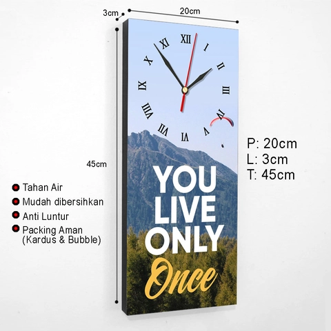 Ugiarts - Jam Dinding Unik Motivasi Hidup Hanya 1 Kali - JAM-50