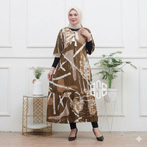 Disya.id - Gamis Twill Rayon Premium Busui Terbaru Jumbo Syari Abstrak Mncrom