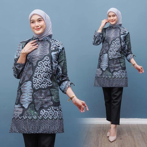 Ks muslim fashion - Baju Batik Tunik Wanita Terbaru Kekinian Motif Gibran