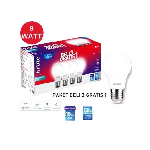 UTAMAMEGA - Lampu Led Inlite 9 Watt Beli 3 Bonus 1 - Putih