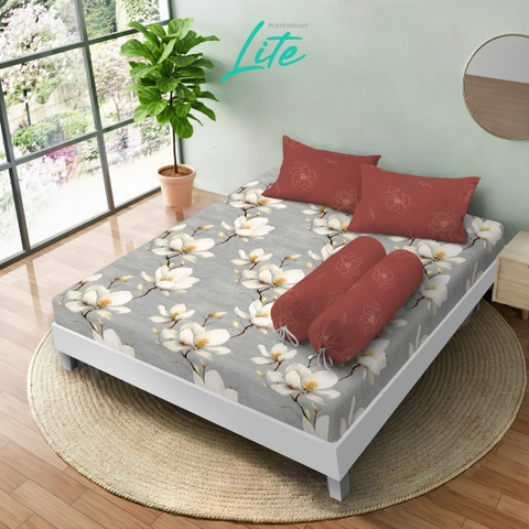 Kintakun - Kintakun LITE Sprei Set 140 x 200 Fitted T30 cm Minimalis Flower Aesthetic Microfiber