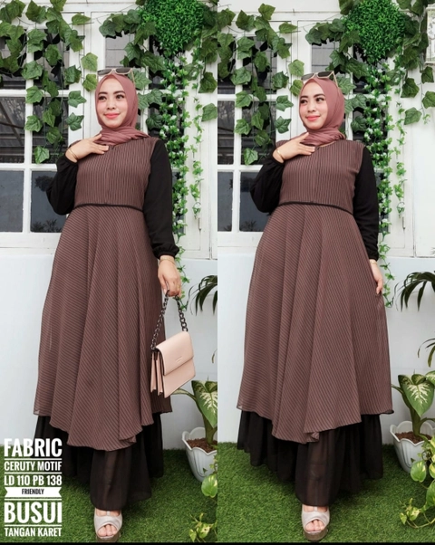 Celin Fashion [TA] - Gamis Najwa motif garis