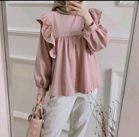Bursanekashop - SHELA BLOUSE LENGAN RAMPEL / RIANA TOP BLOUSE / KEMEJA MUSLIMAH