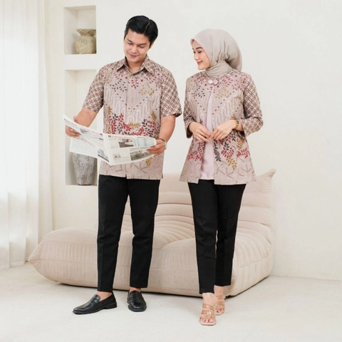 Khisna collection - Batik Atasan Coupel Blouse dan Hem Modern Bolero Motif bunga