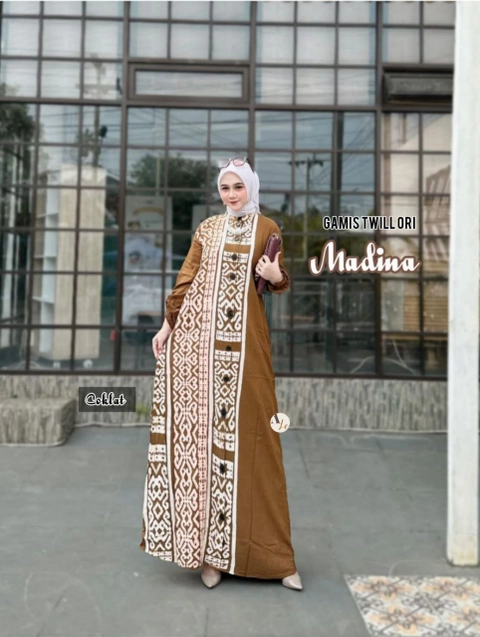 Khisna collection - Gamis twill terbaru motif Madina