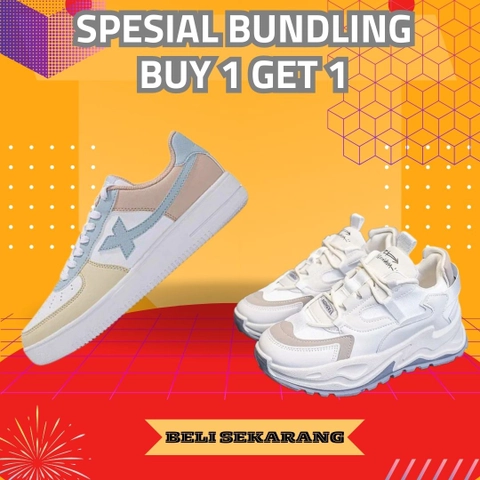 Koekita - Paket Bundling Buy 1 Get 1 Sepatu Kets Sneakers Wanita BY-05 & JN-04