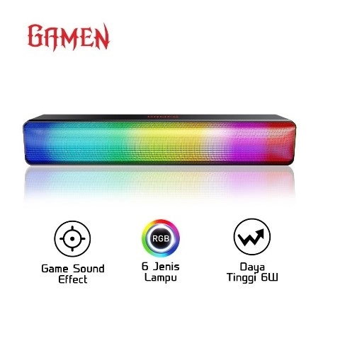 UTAMAMEGA - Speaker Gamen GS8 Soundbar Gaming RGB Light Bass Komputer Laptop