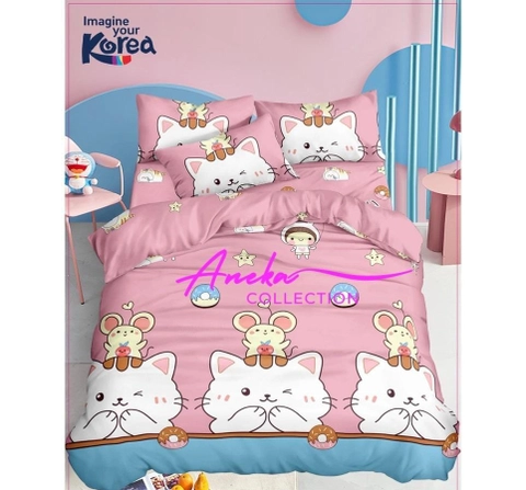 Aneka Collection - SPREI 120 KATUN DISPERSE KASUR NO 3 UKURAN SINGLE - CUTE KITTY N MOUSE