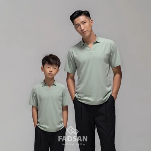 FADSAN - Kemeja Couple Ayah Anak Lengan Pendek Formal Casual Warna Fresh Mint - Palta Series