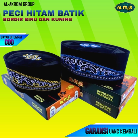 Al Akrom Group - Peci Hitam Motif Bordir Komputer