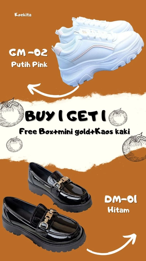 Koekita - Buy 1 Get 1 Sepatu Kets Sneakers Wanita GM-02 & DM-001