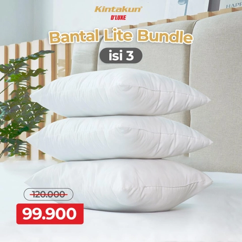 Kintakun - [PAKET ISI 3 PCS] Kintakun Bantal Dakron DLUXE Lite White 40 x 60 Bed Dekorasi