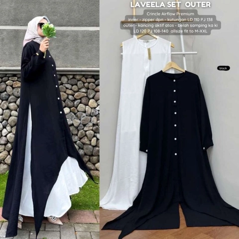 Bursanekashop - Laveela Set Outher Gamis Muslim Wanita 2in1