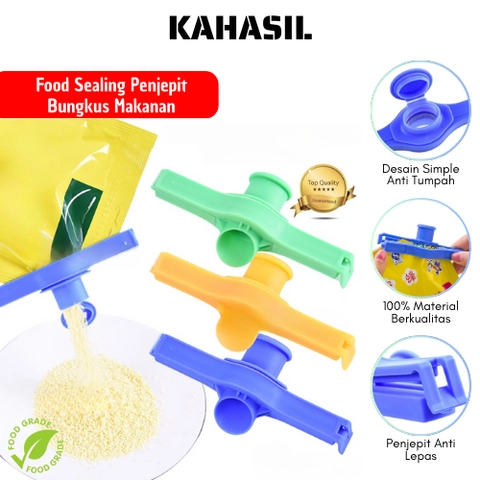KAHASIL - Klip Segel Plastik Penjepit Penutup Kemasan Bungkus Makanan Bumbu Dapur Dengan Corong