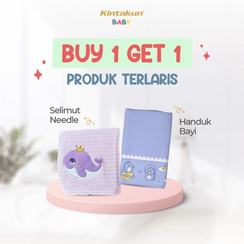 Kintakun Baby - [BUY 1 GET 1] Kombo Hemat Needle Blanket Selimut Bayi+Cotton Bath Towel Handuk Bayi