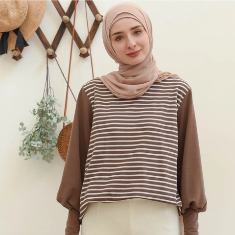 Mybamus - Aara Balloon Stripe Tops M15741 R109S1